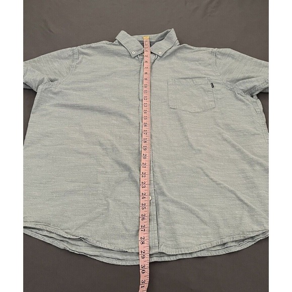 Mens Hurley Casual Button-Up Shirt Size X-Large Short Sleeve Green Chest Pocket - Picture 12 of 12